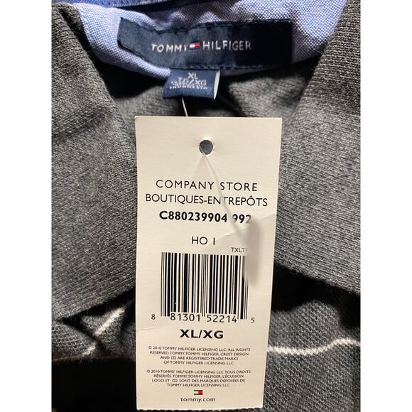 Tommy Hilfiger Mens XL Classic Collar Polo Shirt Gray White Stripe Cotton Office - Picture 4 of 5